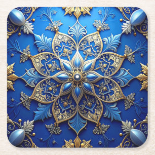 Blue Decorative Holiday Paper Coaster