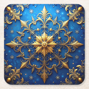 Blue Decorative Holiday Paper Coaster