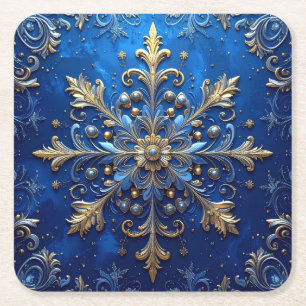 Blue Decorative Holiday Paper Coaster