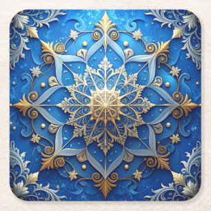 Blue Decorative Holiday Paper Coaster