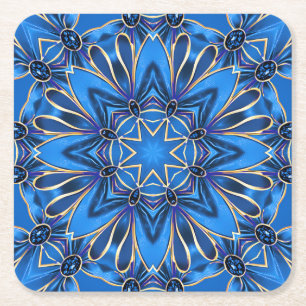 Blue Decorative Holiday Paper Coaster