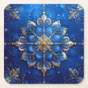 Blue Decorative Holiday Paper Coaster