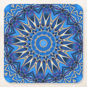 Blue Decorative Holiday Paper Coaster