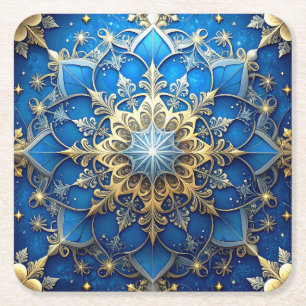 Blue Decorative Holiday Paper Coaster