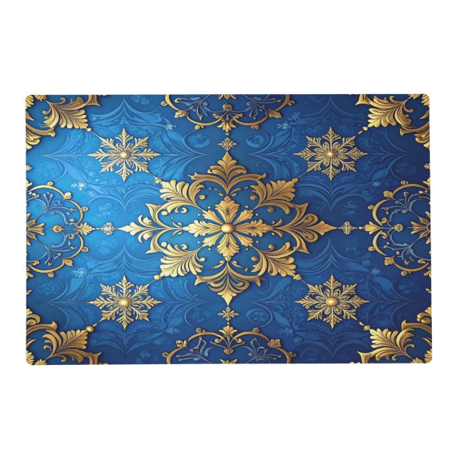 Blue Decorative Holiday Paper Placemat (Front)