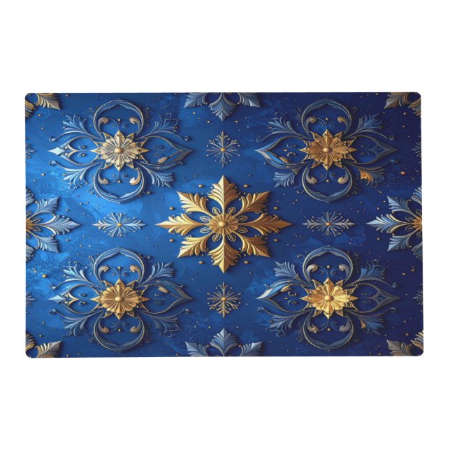 Blue Decorative Holiday Paper Placemat (Front)