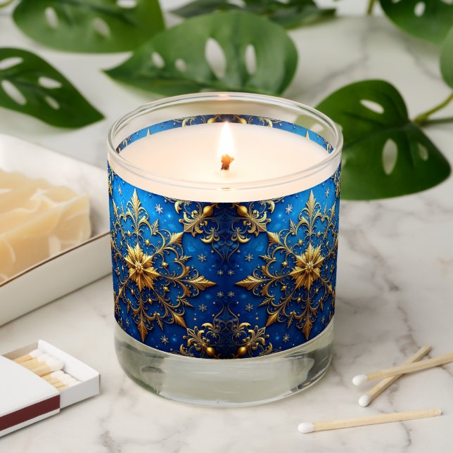 Blue Decorative Holiday Scented Jar Candle (Lit)