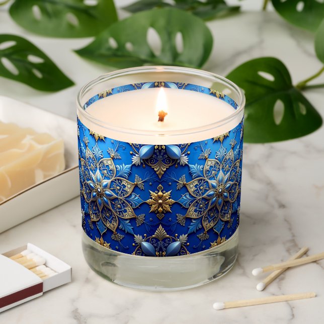 Blue Decorative Holiday Scented Jar Candle (Lit)