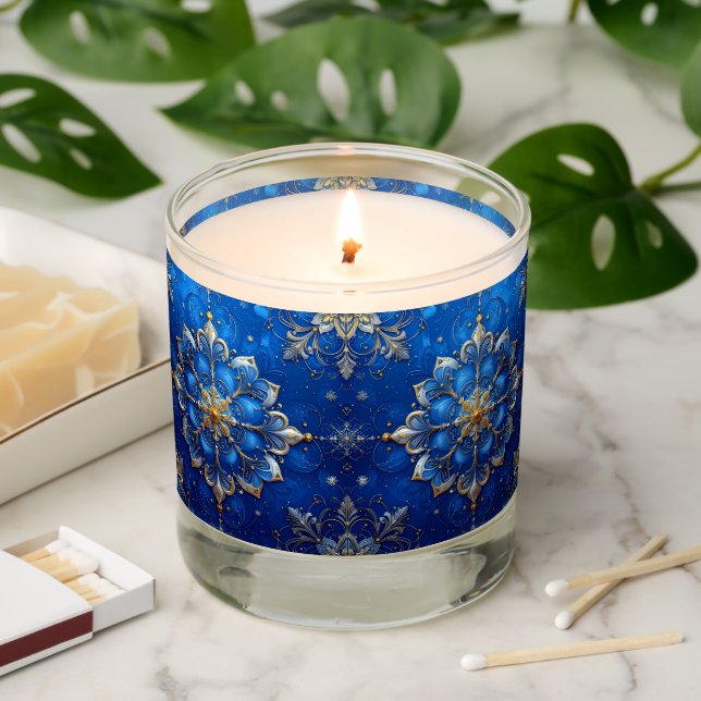 Blue Decorative Holiday Scented Jar Candle (Lit)