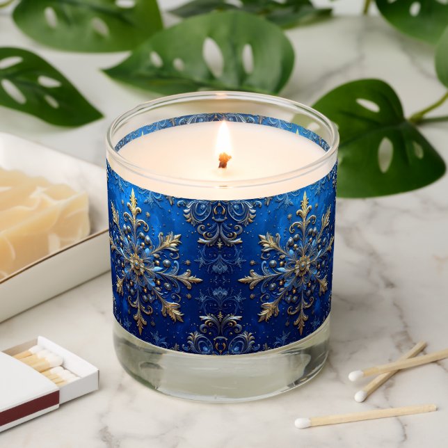 Blue Decorative Holiday Scented Jar Candle (Lit)