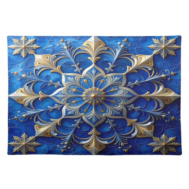 Blue Decorative Holiday Table Cloth Placemat (Front)