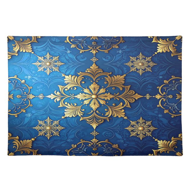 Blue Decorative Holiday Table Cloth Placemat (Front)