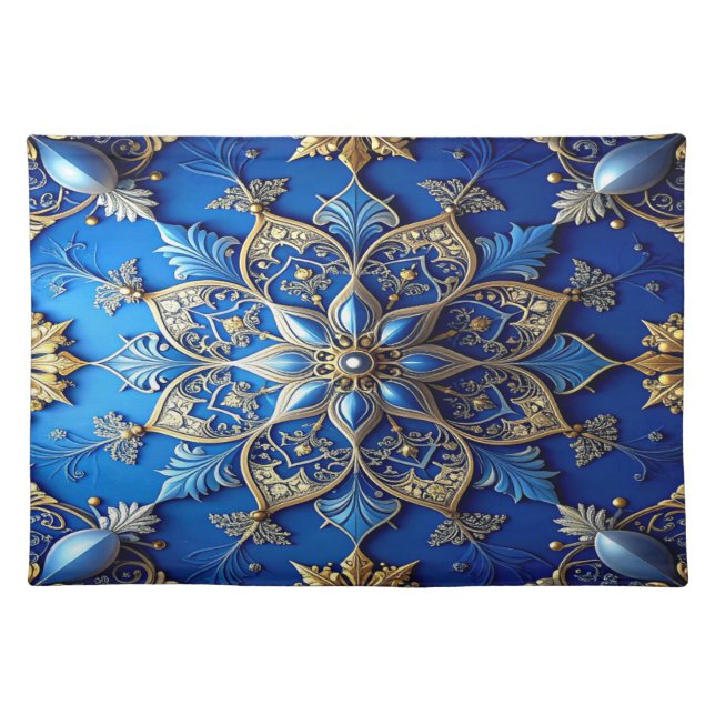 Blue Decorative Holiday Table Cloth Placemat (Front)