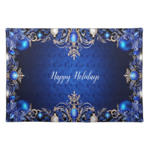 Blue Decorative Holiday Table Cloth Placemat