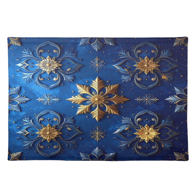 Blue Decorative Holiday Table Cloth Placemat (Front)