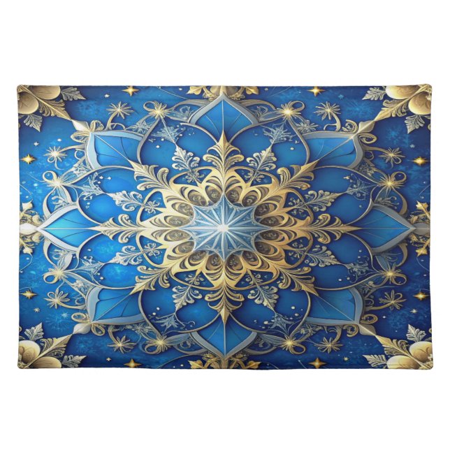 Blue Decorative Holiday Table Cloth Placemat (Front)