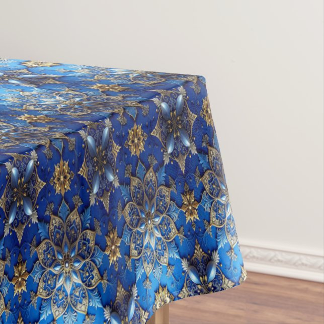 Blue Decorative Holiday Tablecloth (In Situ)