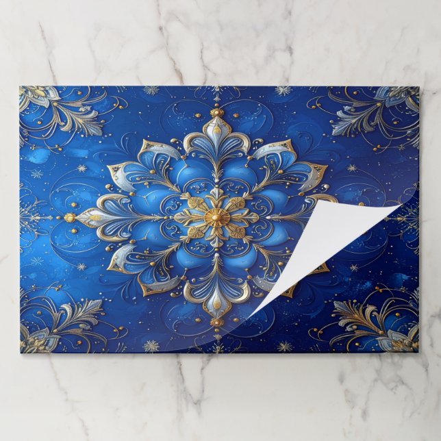 Blue Decorative Holiday Tearaway Placemat (Folded)