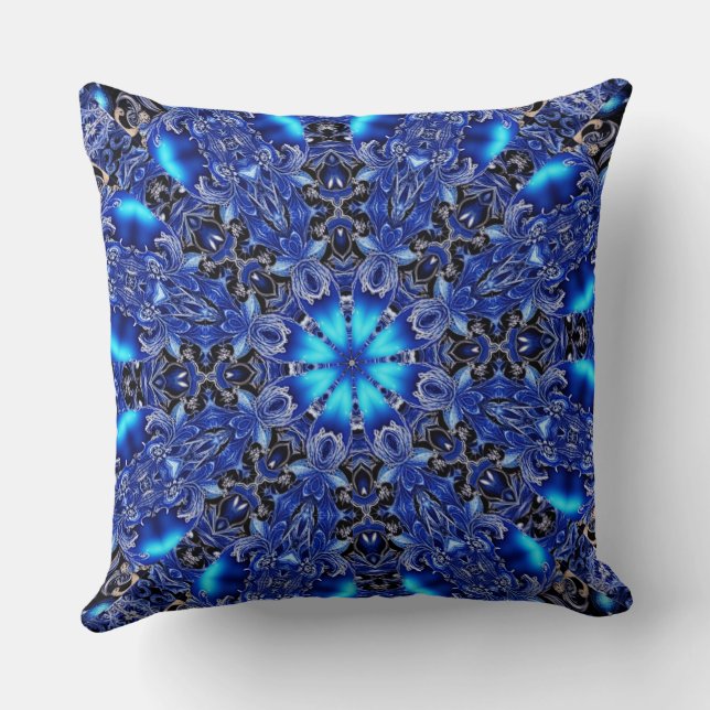 Blue Decorative Holiday Throw Pillow (Back)