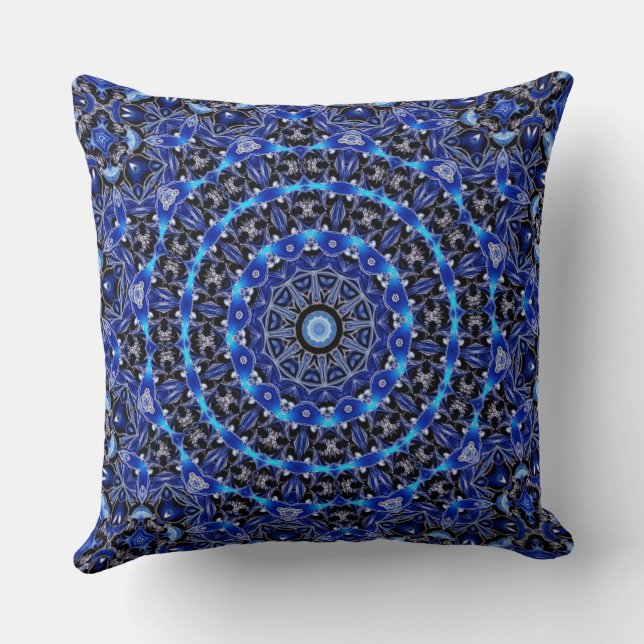 Blue Decorative Holiday Throw Pillow (Back)