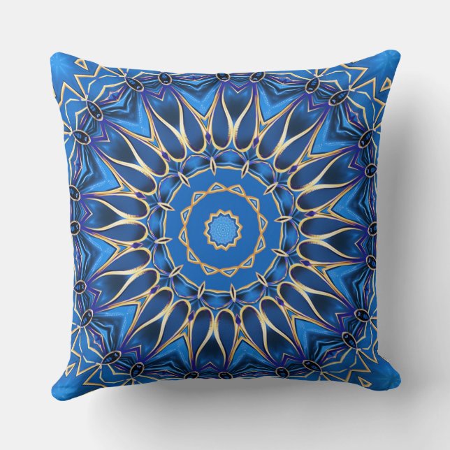 Blue Decorative Holiday Throw Pillow (Back)