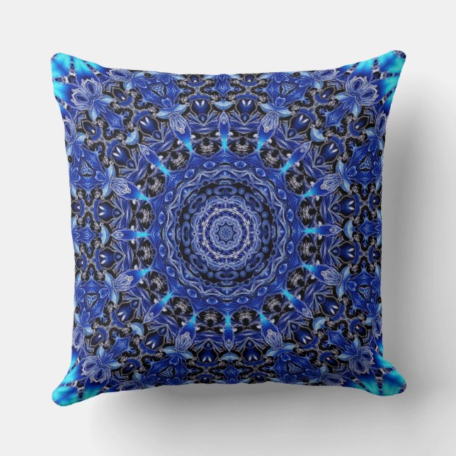 Blue Decorative Holiday Throw Pillow (Back)