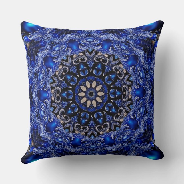 Blue Decorative Holiday Throw Pillow (Back)