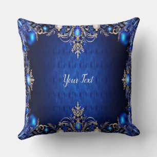 Blue Decorative Holiday Throw Pillow