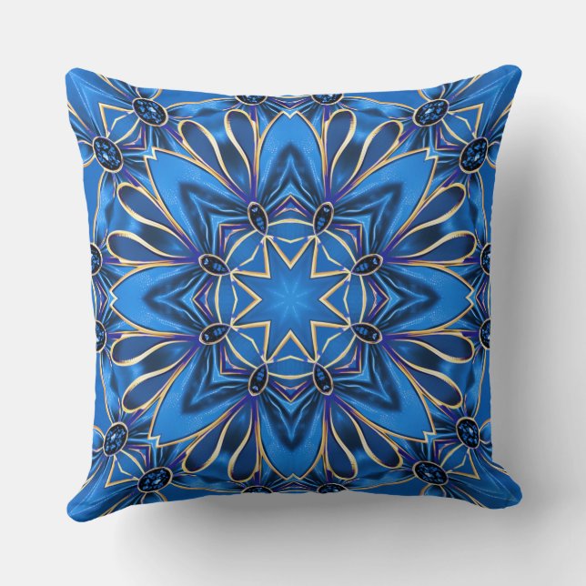 Blue Decorative Holiday Throw Pillow (Back)