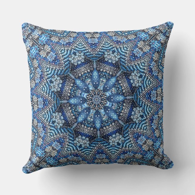 Blue Decorative Holiday Throw Pillow (Back)