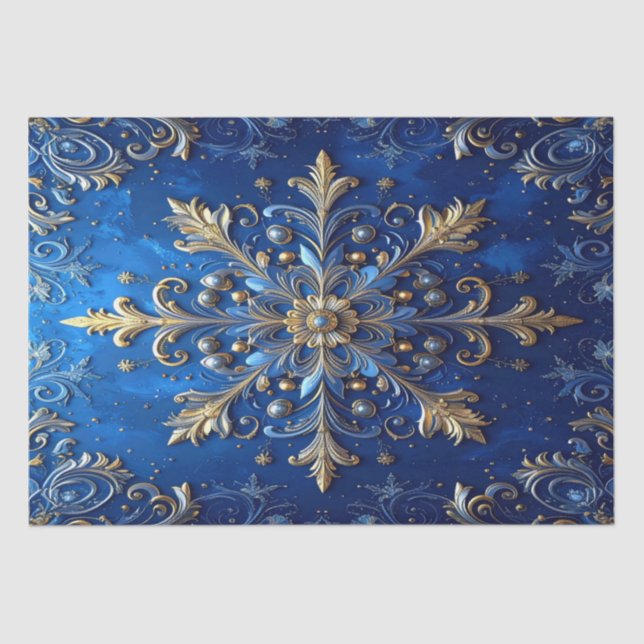 Blue Decorative Holiday Tissue Paper (Front)