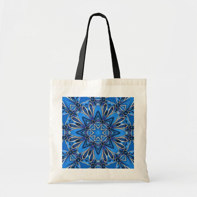 Blue Decorative Holiday Tote Bag (Front)