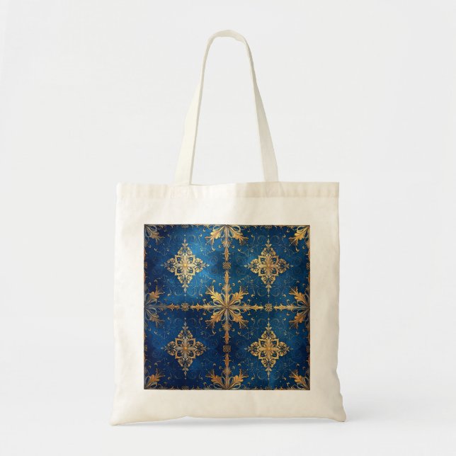 Blue Decorative Holiday Tote Bag (Front)