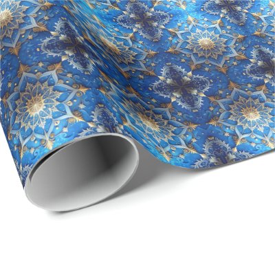 Blue Decorative Holiday Wrapping Paper