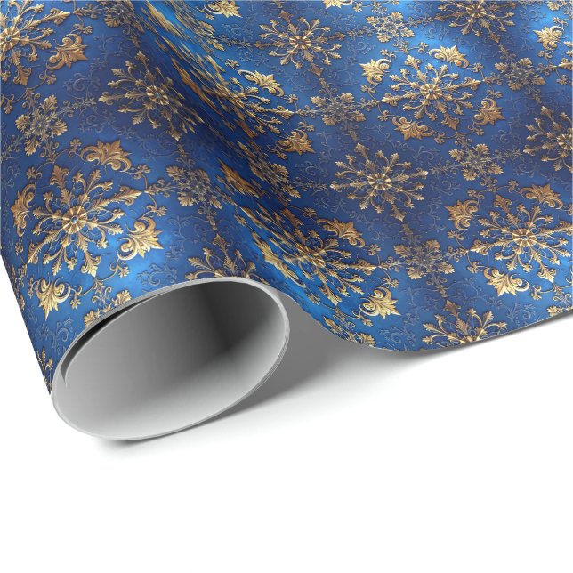 Blue Decorative Holiday Wrapping Paper (Roll Corner)
