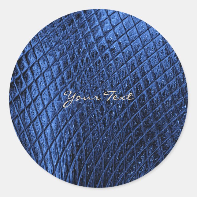 Blue Decorative Modern Classic Round Sticker (Front)
