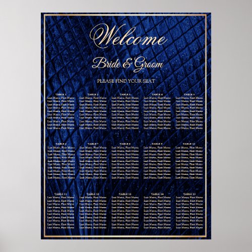 Blue Decorative Modern Wedding Seating Chart