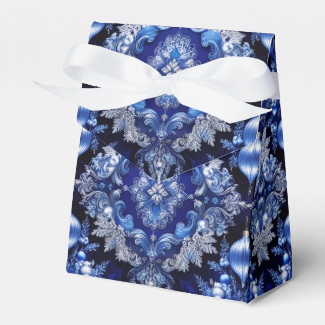 Blue Decorative Ornaments Holiday Gift Box (Front Side)