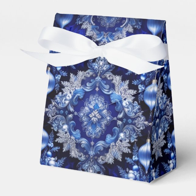 Blue Decorative Ornaments Holiday Gift Box (Front Side)