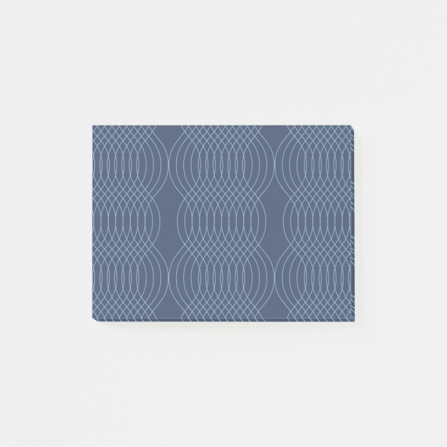 Blue, decorative, simple, modern, trendy wavy art post-it notes (Front)