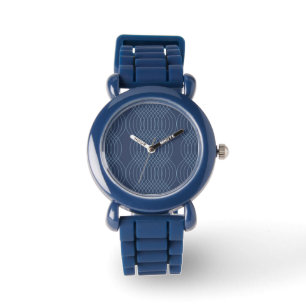 Blue, decorative, simple, modern, trendy wavy art watch