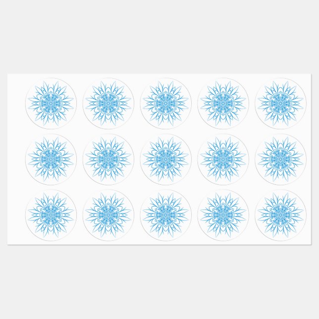 Blue Decorative Snowflakes Labels (Sheet)