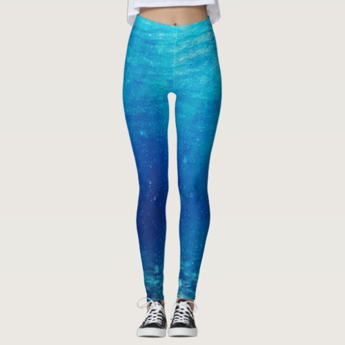 Blue Deep Ocean Background Leggings