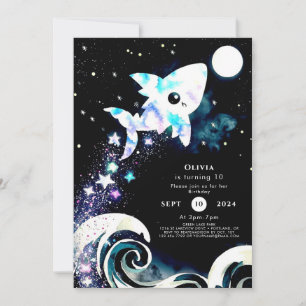 Blue Deepsea Children's Shark Birthday Invitation