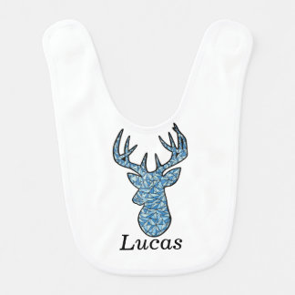 blue deer head on bib