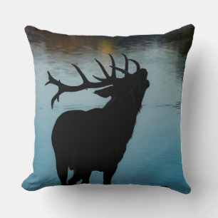 Blue Deer Silhouette Throw Pillow Cover – Nature I
