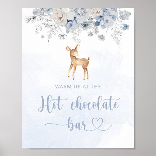 Blue deer Warm up at the hot chocolate bar Poster