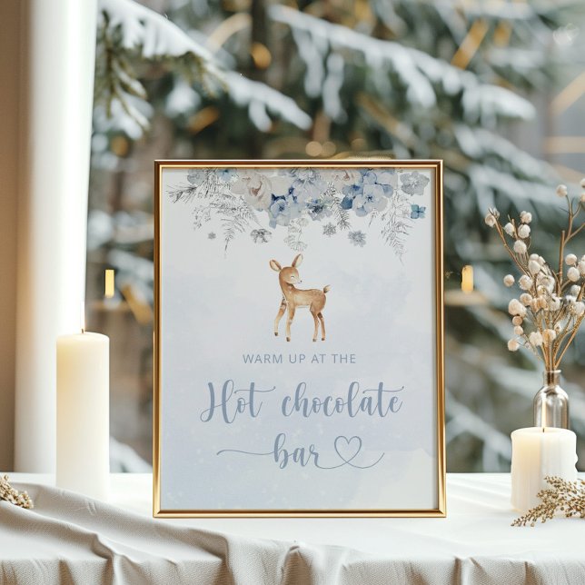 Blue deer Warm up at the hot chocolate bar Poster (Creator Uploaded)