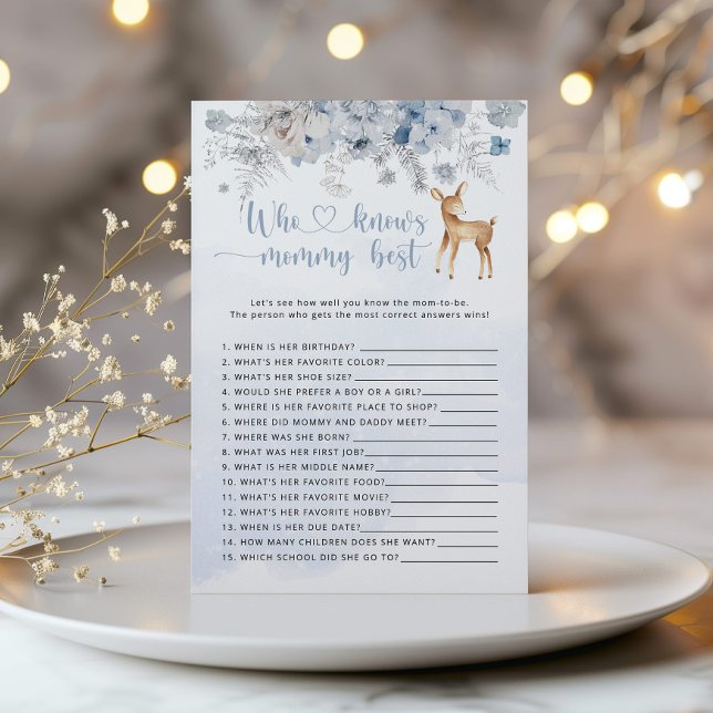 Blue deer Who knows mommy best baby shower game (Creator Uploaded)