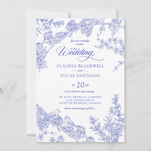 Blue Delft Chinoiserie Wedding Invitation